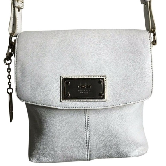 DKNYC Handbags - DKNY Small White Leather Crossbody Bag